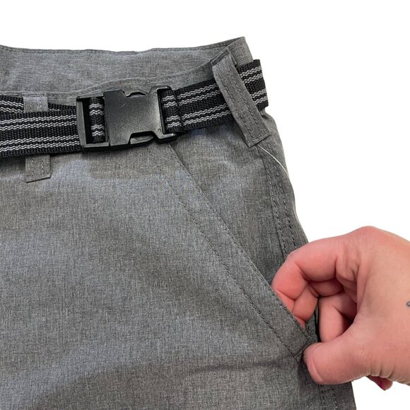 Iron Co Mens 38 Gray Cargo Shorts Zip Pockets Utility Belt Outdoor Summer Wear - Picture 9 of 15